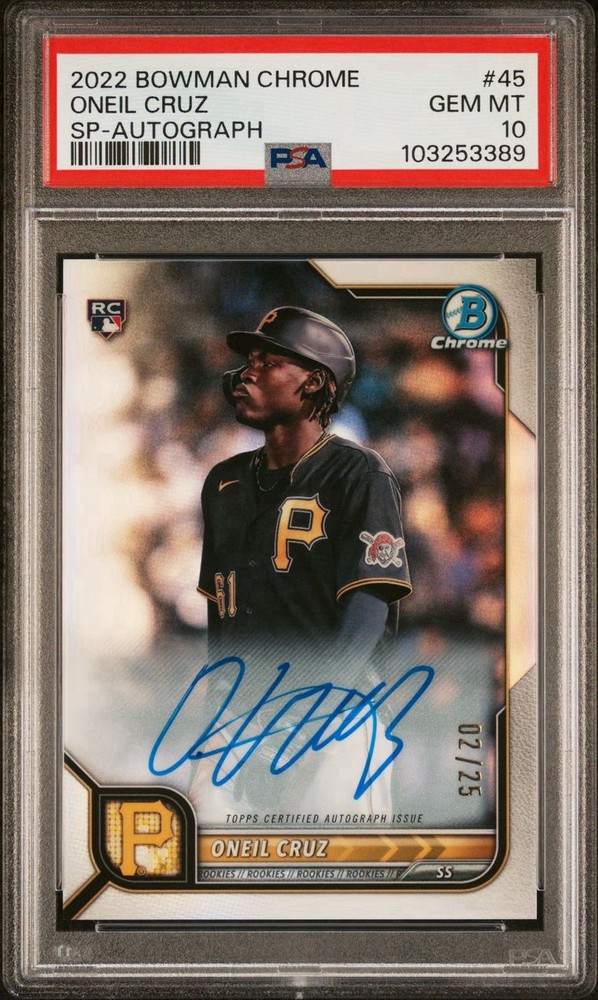 2022 Bowman Chrome - Rookie Image Variation Auto /25 #45 Oneil Cruz (RC) SSP