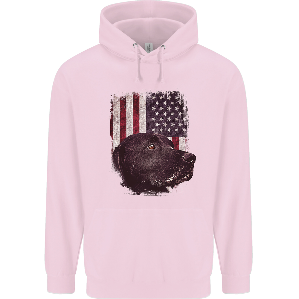 American Labrador USA Flag Dog Mens 80% Cotton Hoodie