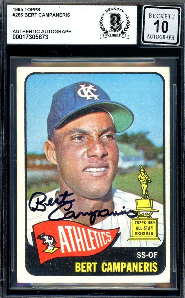 Bert Campaneris Gem Mint 10 Beckett BAS Signed 1965 Topps Rookie Autograph