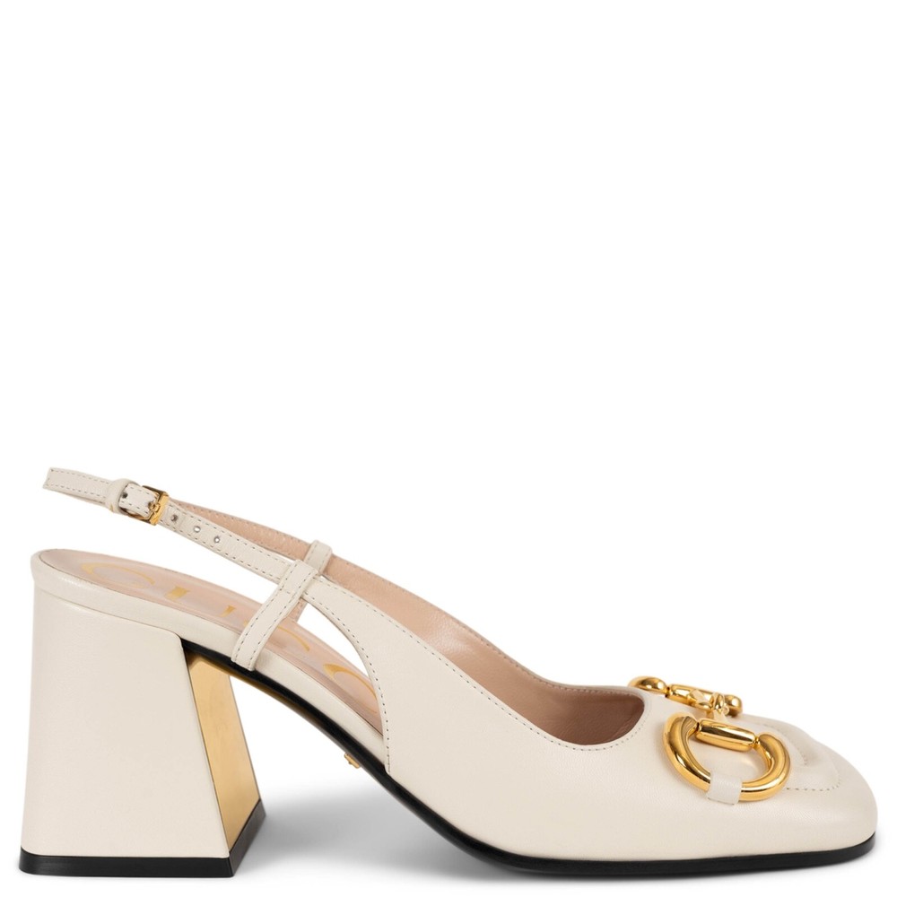 GUCCI Mystic White Leather 2021 Baby Slingback Shoes Size 36