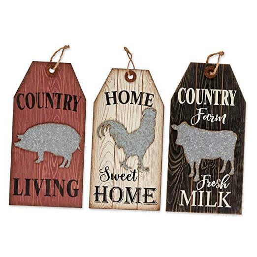 Farmhouse Wall Art Sign, Tags, 3 Piece