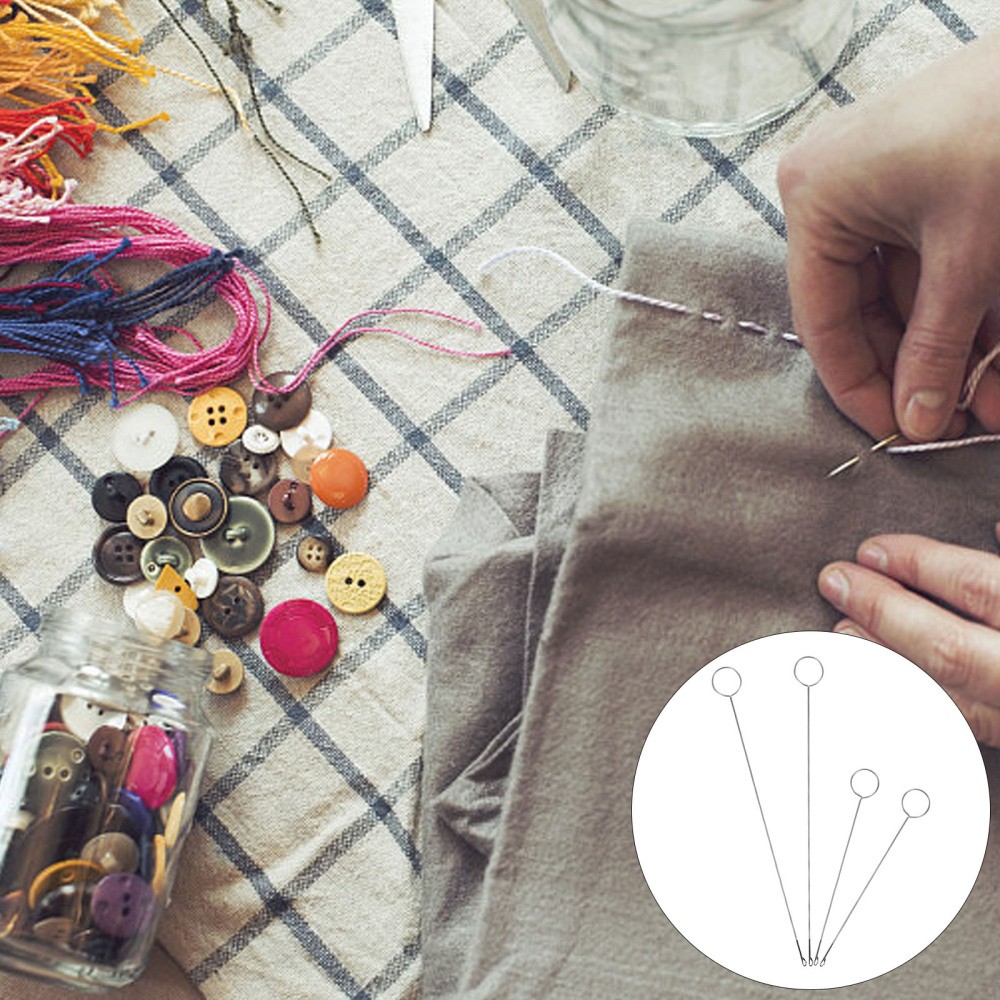 4-Piece Crochet Needle Threader with Strap Cords Tool Helper