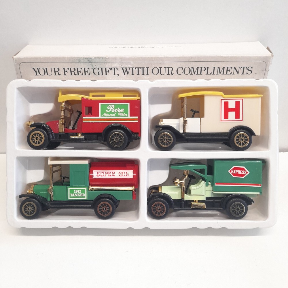 Vintage Die Cast Car Miniature Set of 4 Collectable Model Cars By Readers Digest