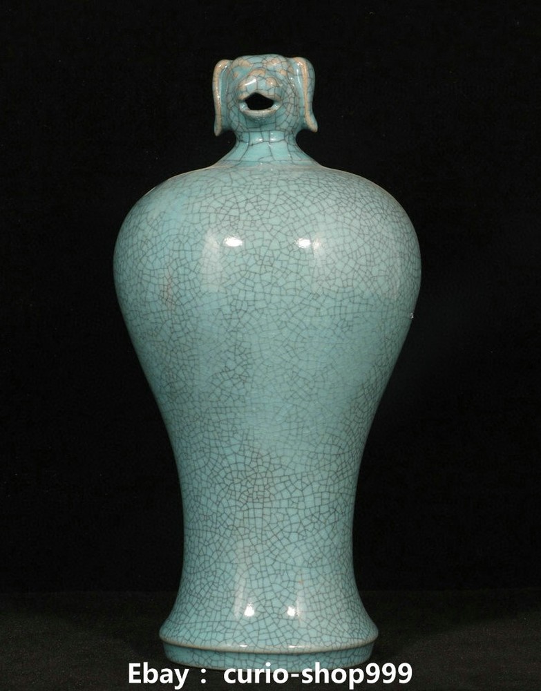 8.6 Inch Song Dynasty Ru Kiln Porcelain Zodiac Dog Animal Bottle Vase Ancient Inspired Art