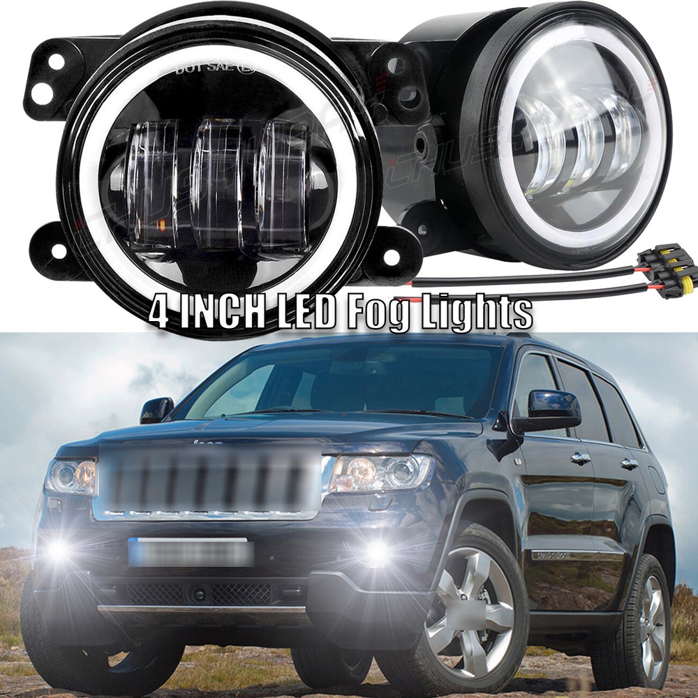2x 4 inch LED Halo Bumper Fog Light Bulbs For Jeep Grand Cherokee 2011-2013