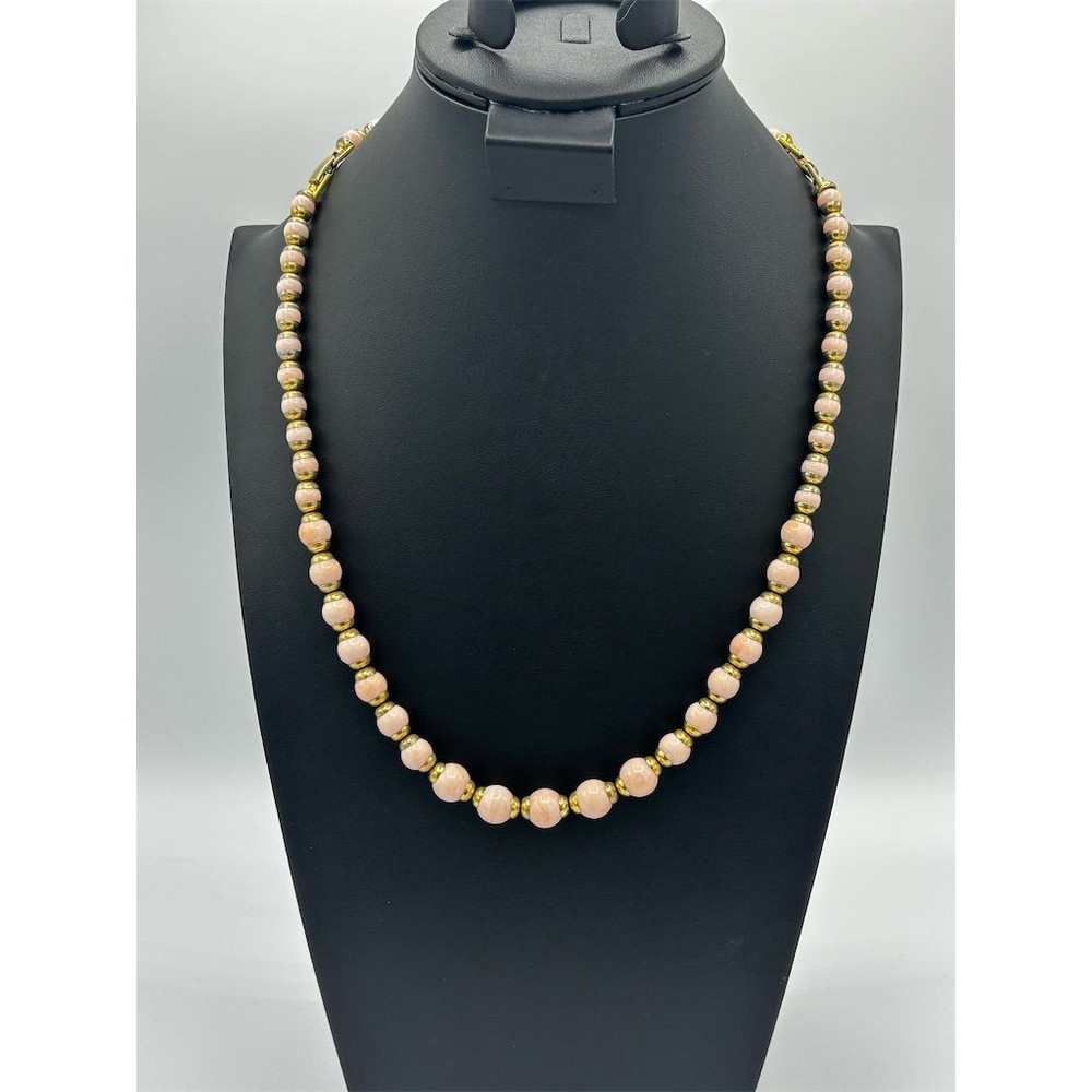 Vintage Avon Pale Pink & Gold Beaded Necklace Fashion Jewelry