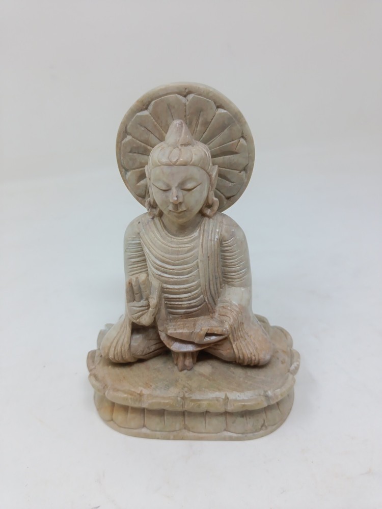 Buddhist Buddha Religious Natural Soapstone Art Sculpture 6” Tall 4” Wide