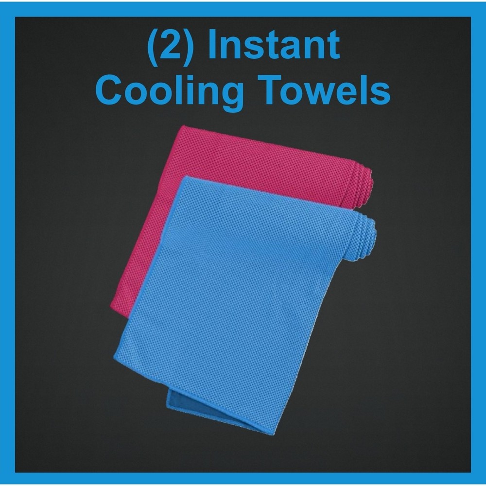 2 Instant Cooling Snap Towels For Gym Hiking Camping Welding Construction & More