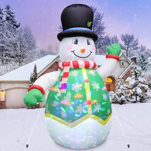 Christmas Inflatables Snowman Outdoor Decorations Snowman-8FT With Color Light