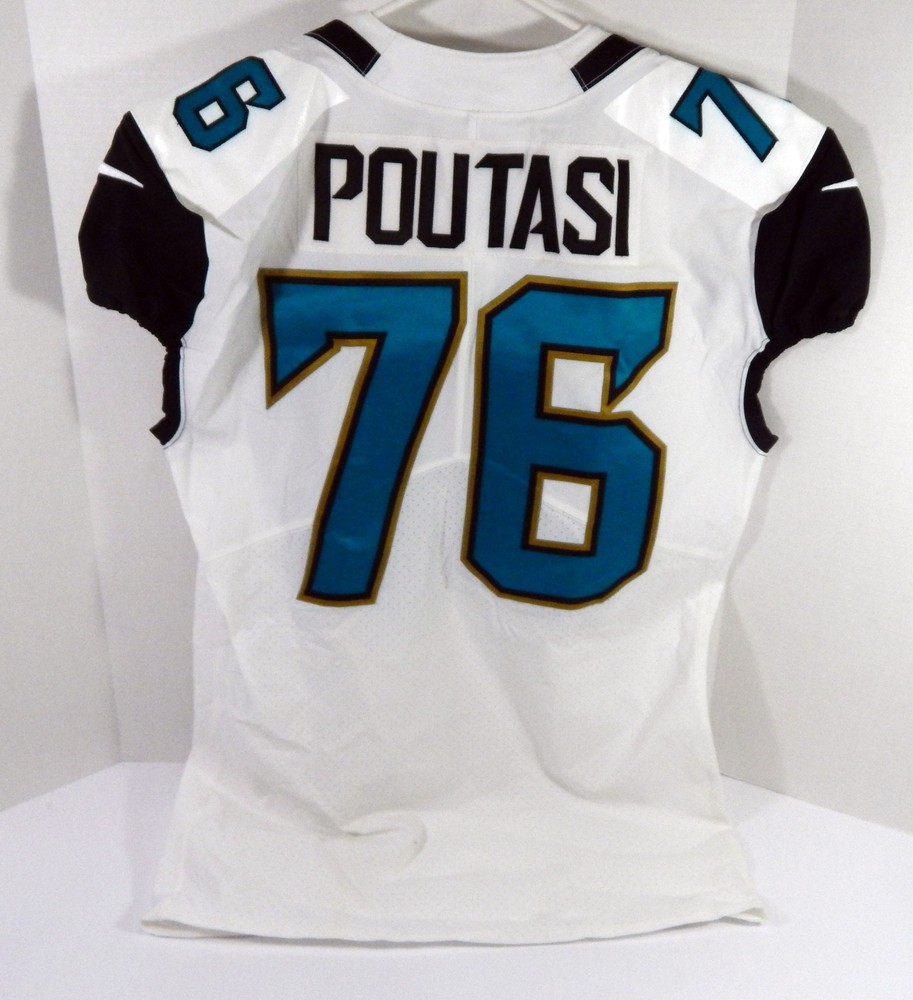 2017 Jacksonville Jaguars Jeremiah Poutasi #76 Game Issued White Jersey 46 97