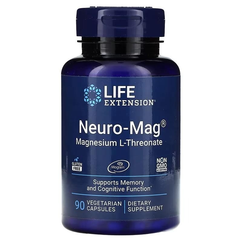 Life Extension Neuro-Mag®, Magnesium L-Threonate, 90 Vegetarian Capsules (48 mg）
