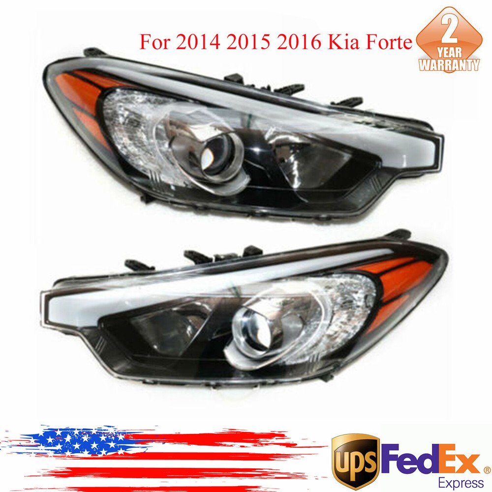 2014-2016 Kia Forte Halogen Headlights Pair Right & Left Side