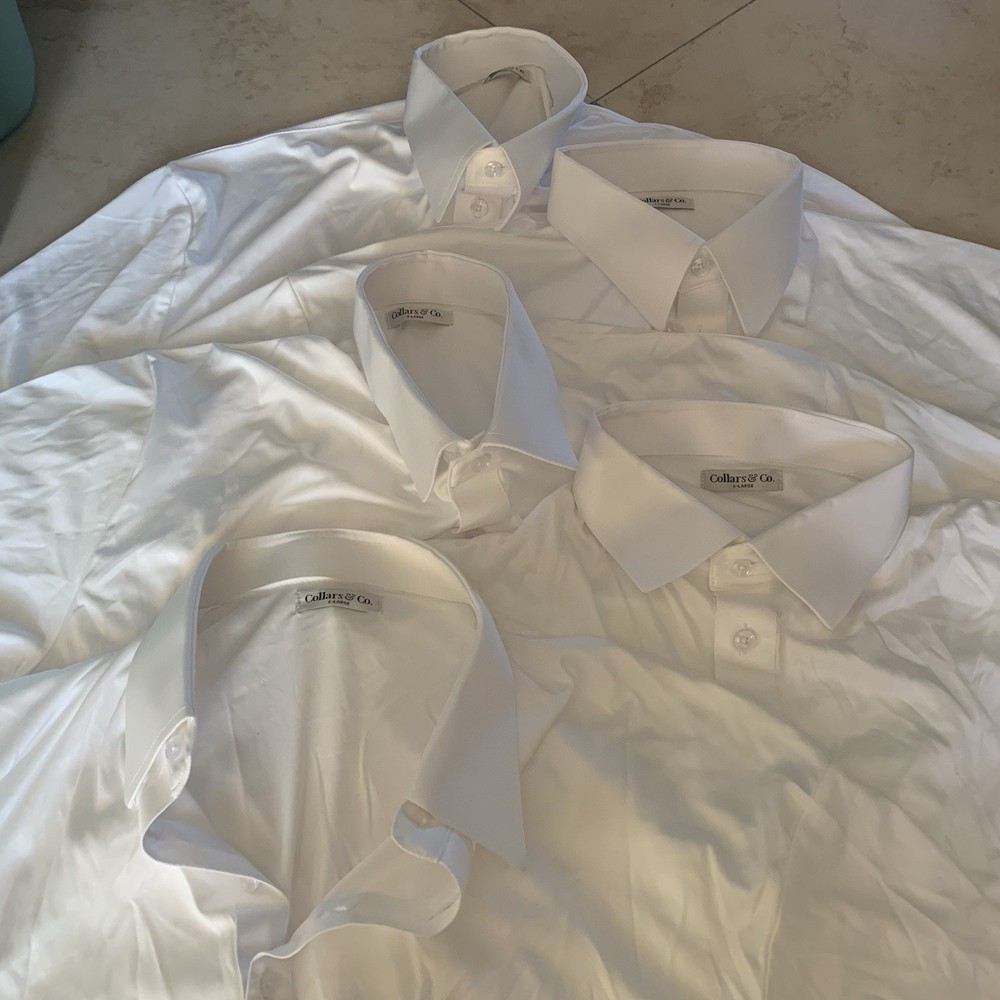 Collars & Co Shirt Mens Size XL Lot of 5 Dress Collar Polo All White