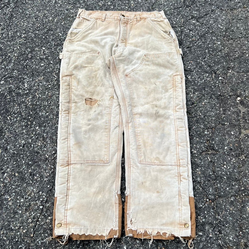 Винтажные рабочие брюки плотника Carhartt с коричневой подкладкой до колена