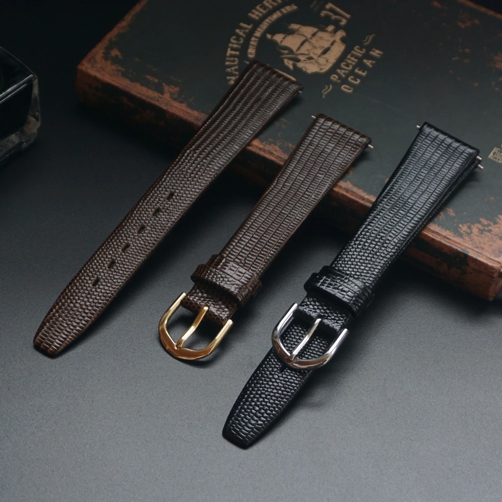 Handmade Leather Watch Strap 16mm–21mm Vintage Soft Lizard Grain for Watches