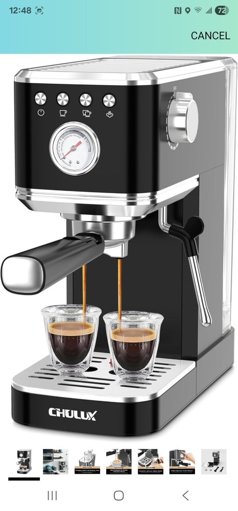 CHULUX Slim Espresso Coffee Machine JH-C5010 w/ Milk Frothier Steam Wand 20 Bar