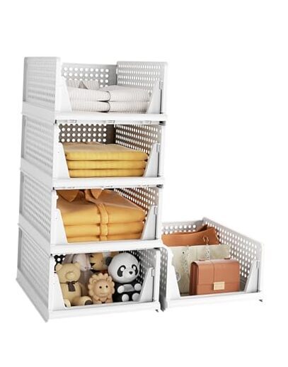 Closet Organizers and Storage Drawers, Stackable Plastic Clothes Storage 5