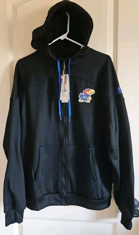 Adidas Kansas Jayhawks KU Full Zip Hoodie Black Aeroready NCAA Men's Size Medium