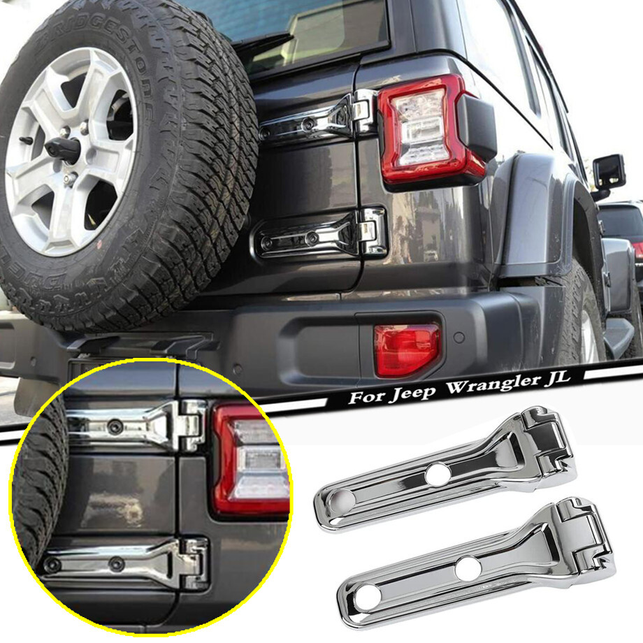 For 18-2023 Jeep Wrangler JL ABS Chrome Tailgate Hinge Trim Rear Door Cover Trim