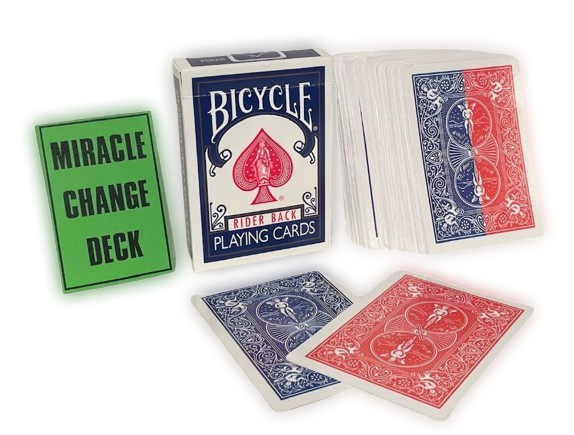 MIRACLE CHANGE DECK Bicycle Playing Cards Close Up Magic Trick Colors Blank Gaff