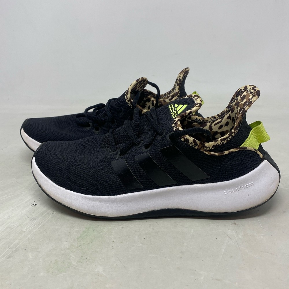 adidas Cloudfoam Pure Black/Pulse Lime Women’s Sneakers Sz 5