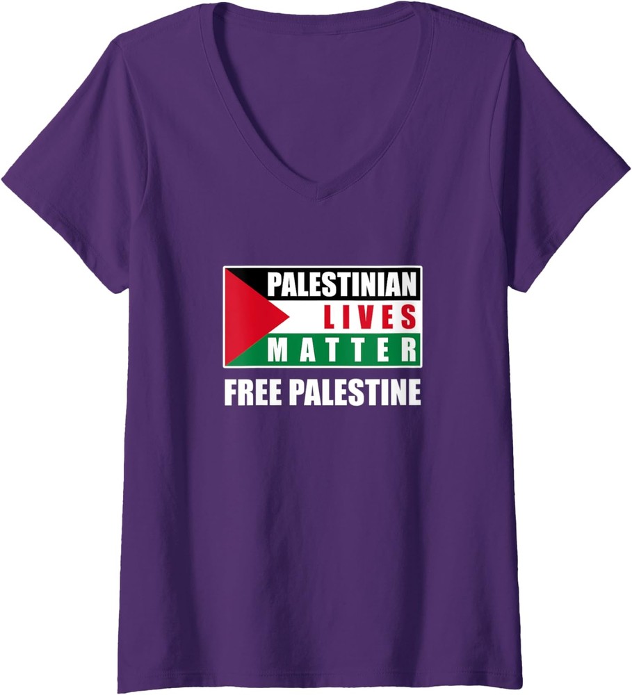 Palestinian Lives Matter Palestinian Flag Free Ladies' V-Neck Tshirt