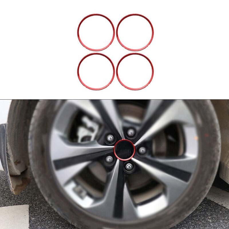 Red Cover Trim 4pcs Wheel Hub Center Round Aluminum For Hyundai Sonata 2020-2023