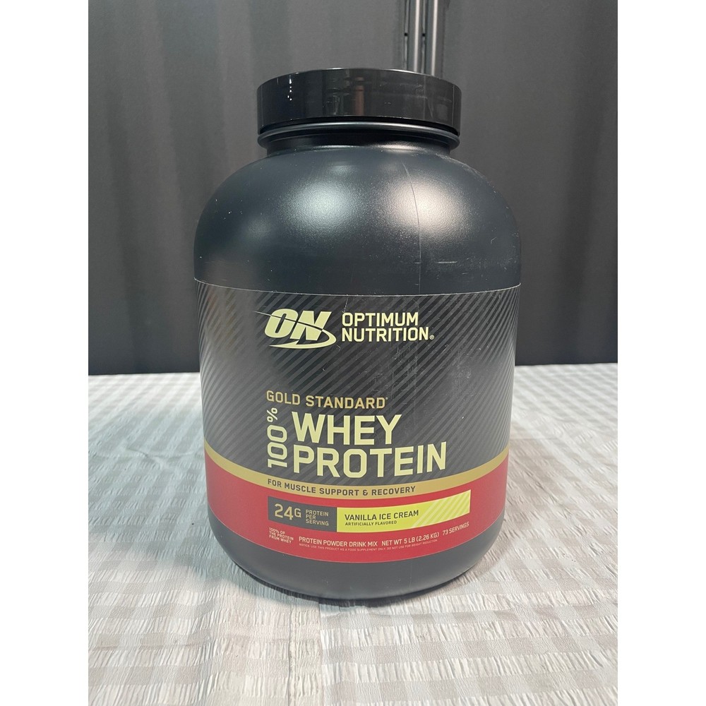 Optimum Nutrition Gold Standard 100% Whey Protein Vanilla Ice Cream 5lb 73 Serv