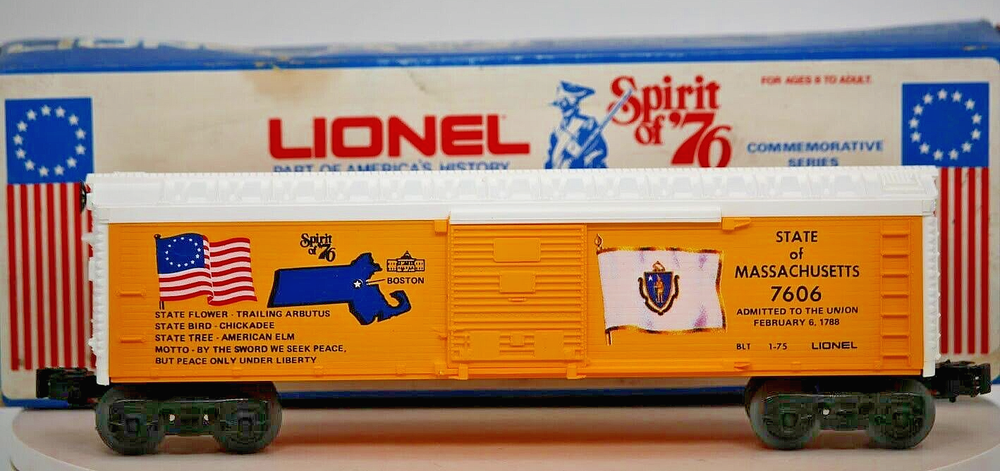 Lionel O Gauge State of Massachusetts Boxcar #7606 Train Model