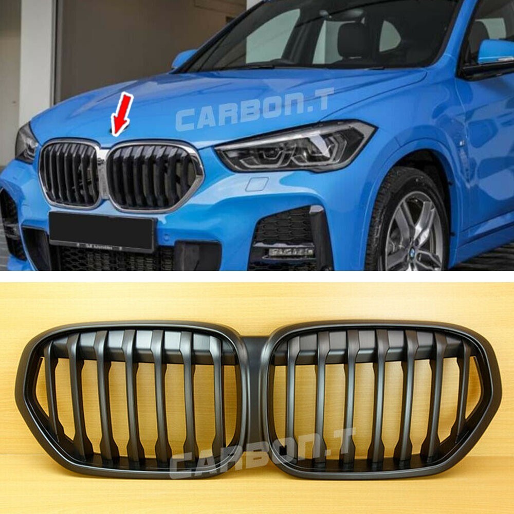 Matte Black ABS P Look Front Grille Fits For BMW F48 F49 X1 2020-2021 Facelift