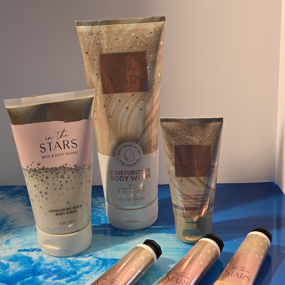 6pc Lot Bath & Body Works In The Stars Scrub Wash Cream