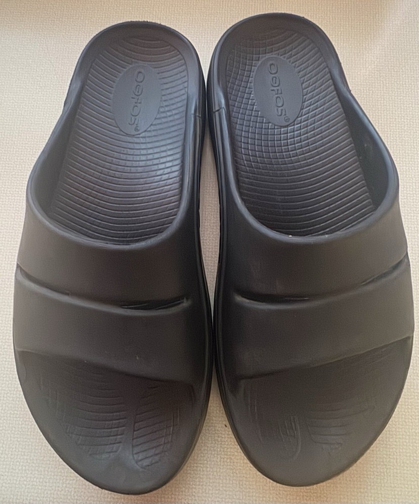 OOFOS OOahh Sport Flex Slide Recovery Sandals Black Size Men's 6 Women's 8