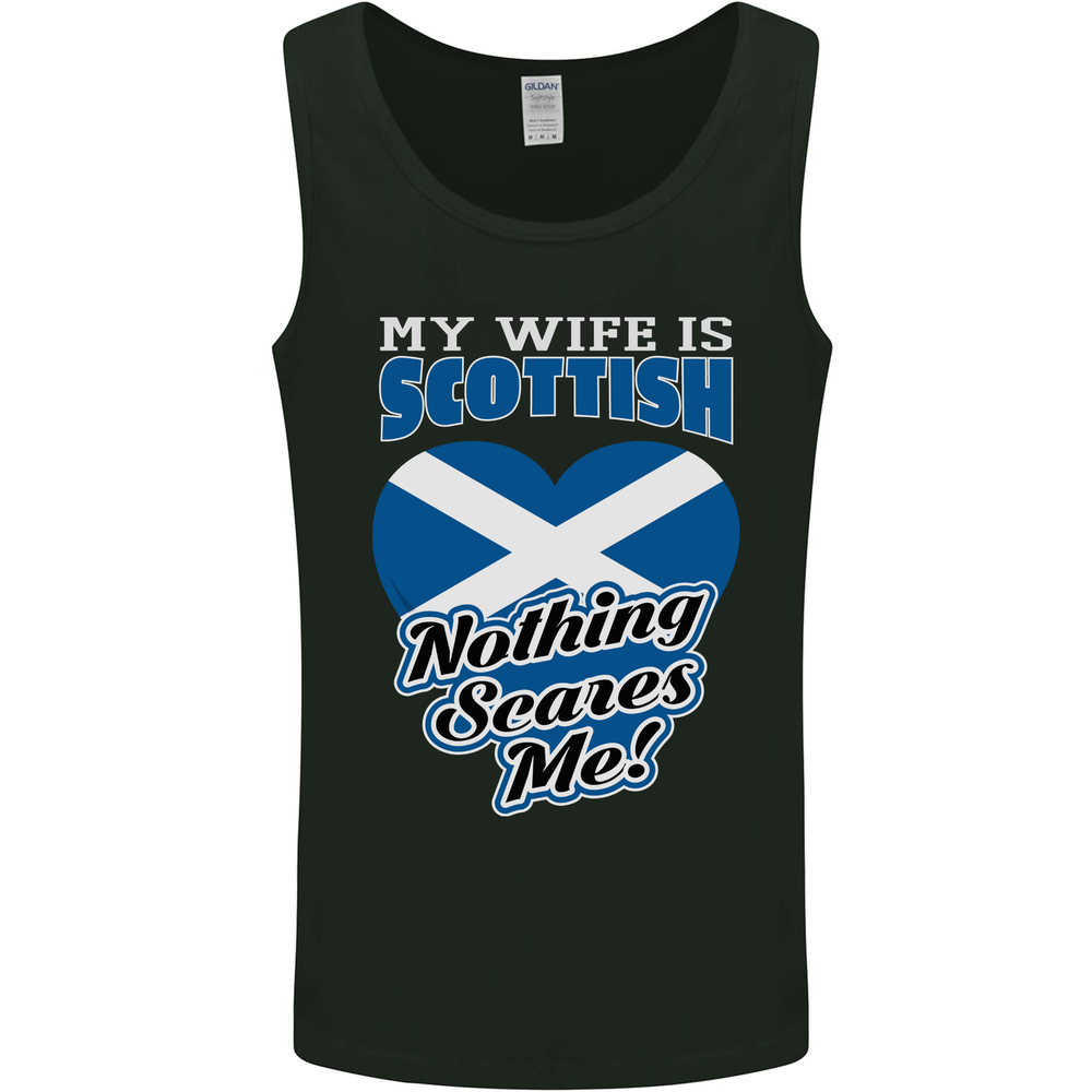 Nothing Scares Me My Wife is Scottish Scotland Mens Vest Tank Top