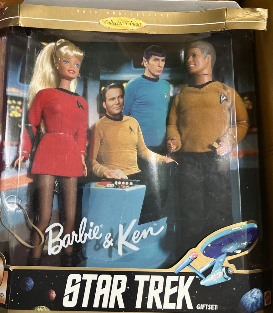 Vintage 1996 Star Trek Barbie and Ken Doll 30th Anniversary Set NIB Box Damage