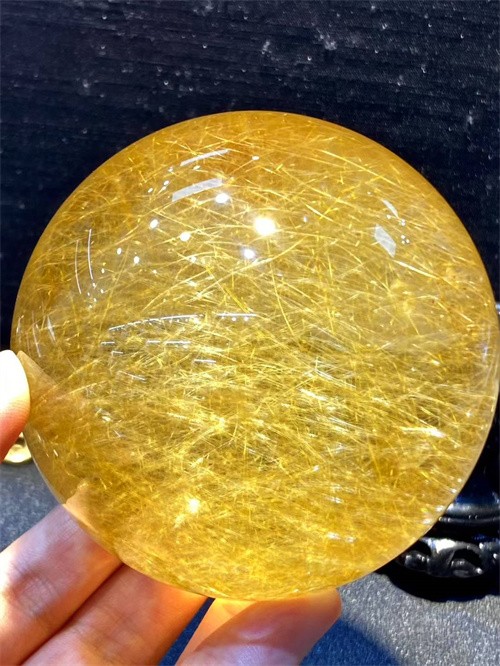 80.8mm Natural Quartz Crystal Ball Rutile Golden Hair Crystal Sphere Healing 3