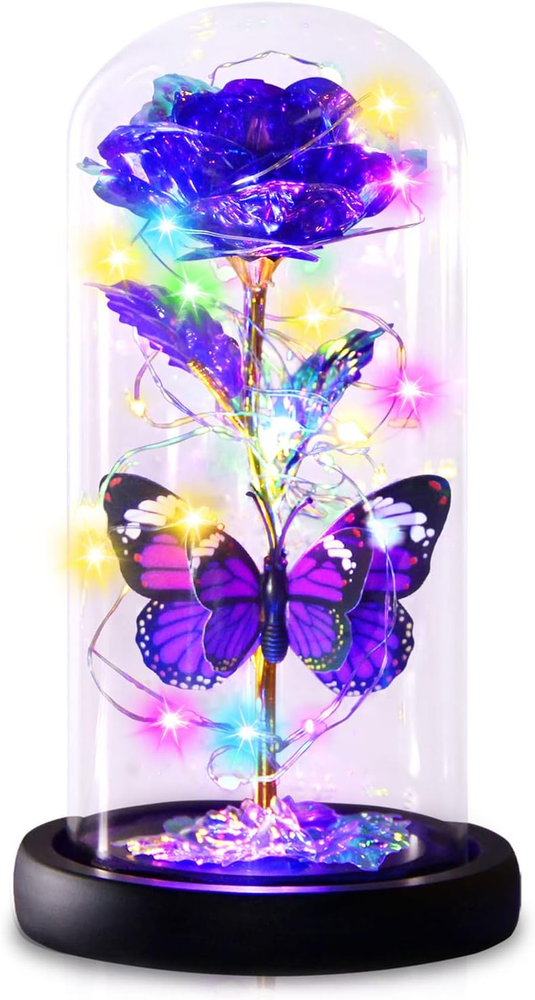 Purple Butterfly Rose Flower Birthday Gifts - Women Gifts for Her Anniversary Va