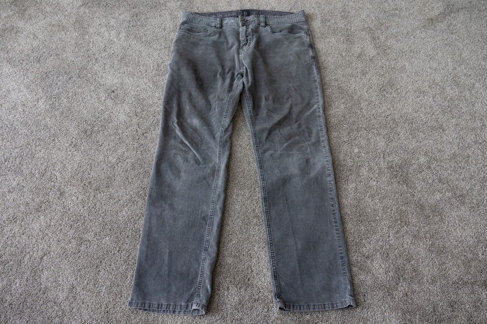 Prana Corduroy Pants Mens 34x30 Gray Slim Fit Chino Stretch Breathe Straight Leg