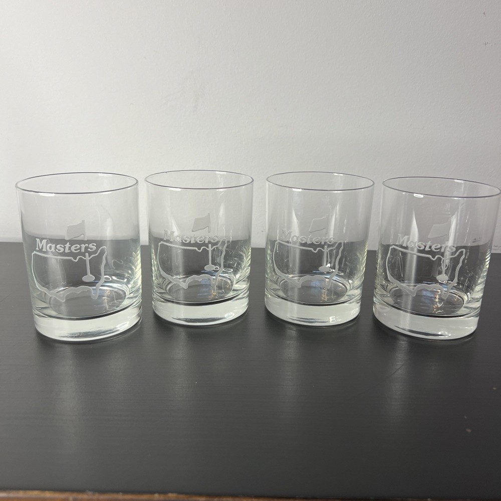 Masters Augusta National Double Old Fashioned Glasses Set Of 4 Preowned No Box