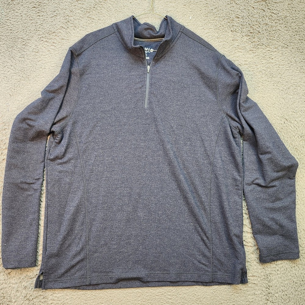 Orvis Pullover Mens XL Gray Quarter Zip Classic Collection Long Sleeve Outdoor
