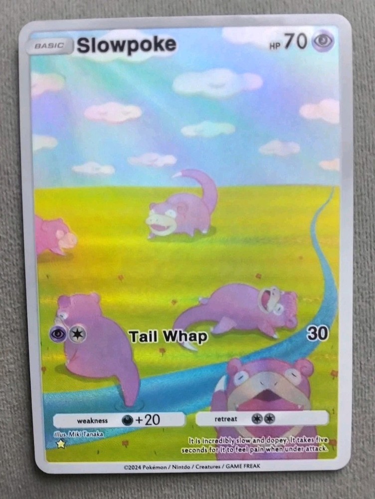 Pokemon TCG Custom Slowpoke Genetic Apex Alt Art Holo with Toploader