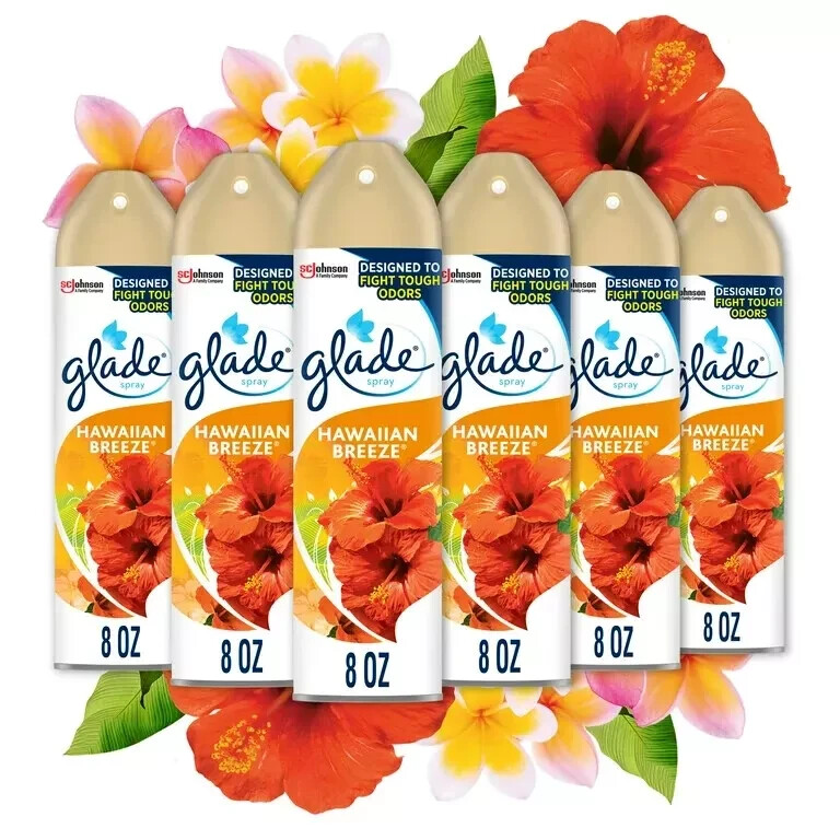 Glade Room Spray 6 CT, Hawaiian Breeze, 8 OZ. Each, Air Freshener Happy Holidays