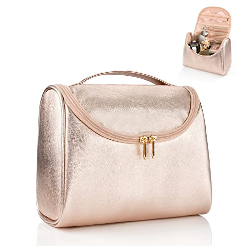 Travel Makeup Bag, Rose Gold Makeup Bag for Women Portable Makeup Organizer