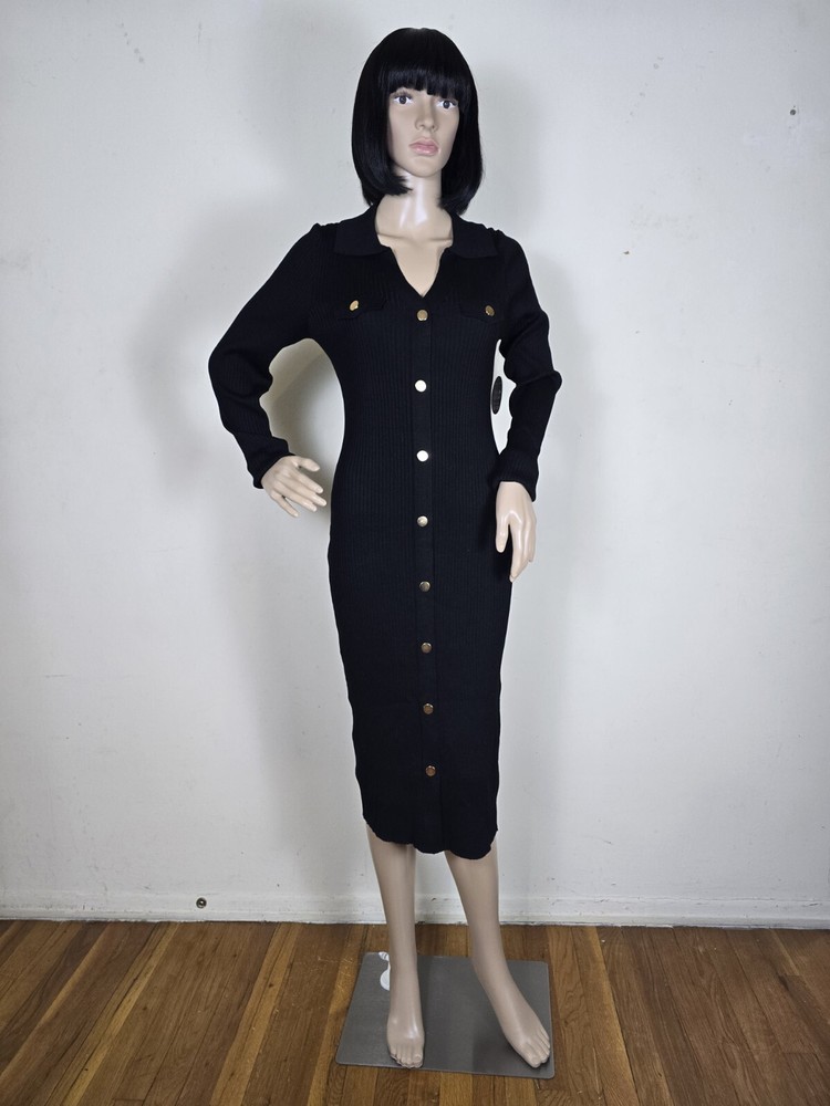 Tossy Elegant v - neck knit wear in black with Adorned striking gold size large
