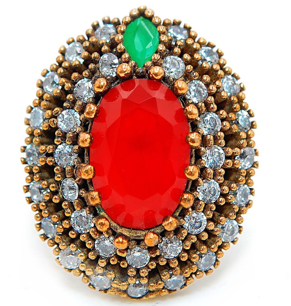 Exquisite 4CT Treated Ruby 925 Sterling Silver Ring Ottoman Empire Style Size 9 H3-9