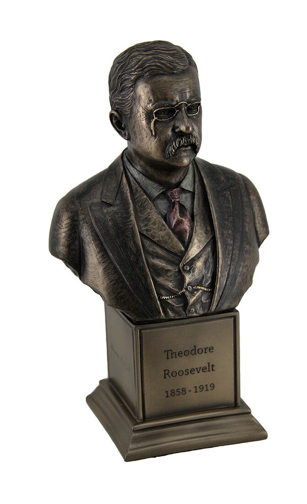 Theodore Roosevelt Bronze Finish Statue On Inscribed Plinth