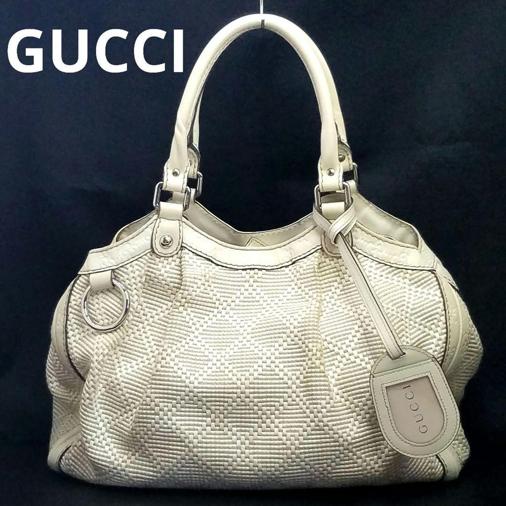 Gucci Diamante GG Sookie White Tote Handbag Large Capacity Used