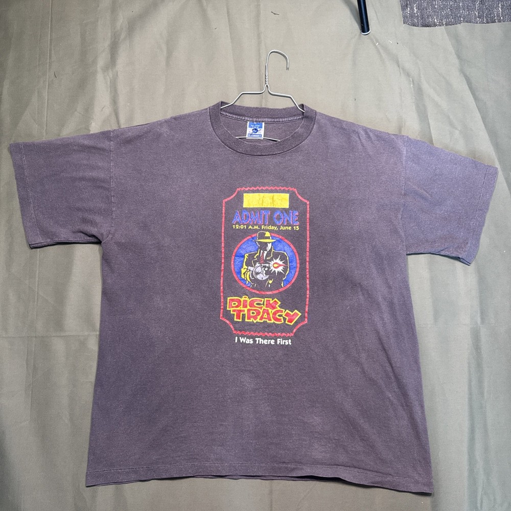 Vintage 90s Dick Tracy Disney Movie Promo T Shirt size XL Black Single Stitch