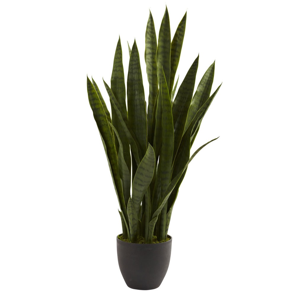 Sansevieria Silk Plant in Black Planter for Home Decor