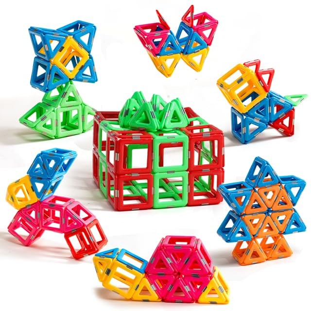 idoot Magnetic Tiles Blocks Building Toys Set for KidsSTEM Magnetic Stacking Toy
