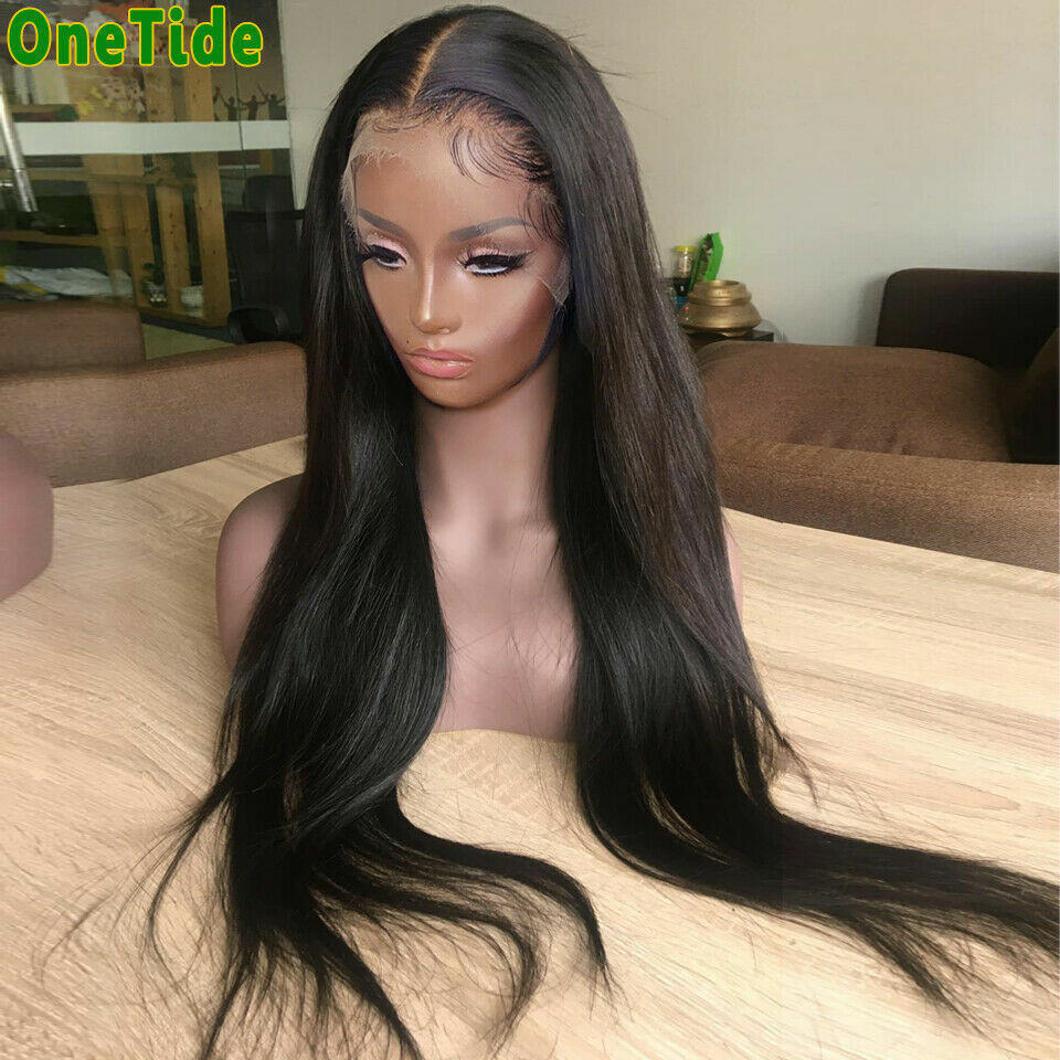 Bone Straight Lace Front Human Hair Wig Pre Plucked Glueless T Part Closure Wigs